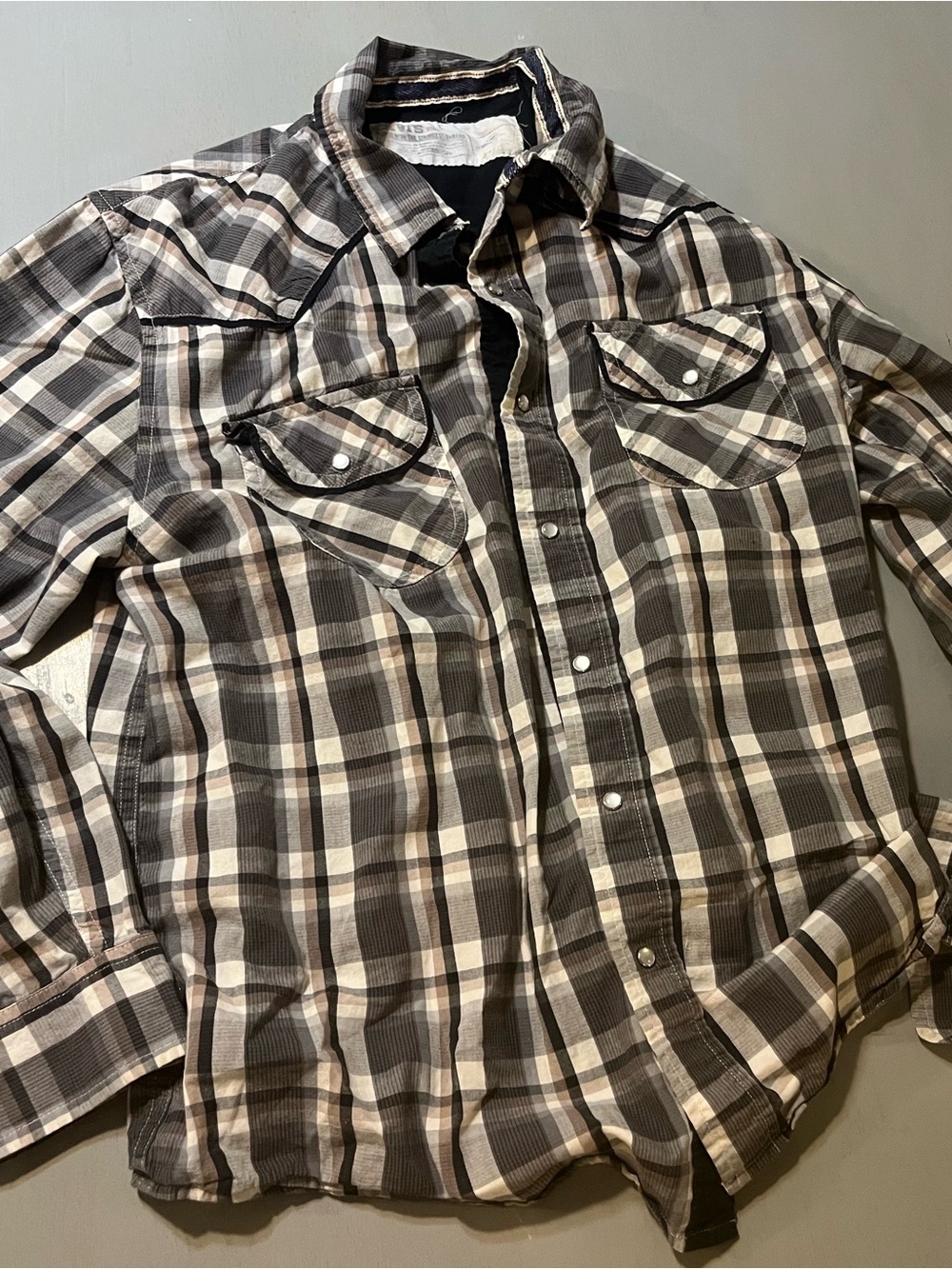 Levi's Men's Cotton Plaid Pearl Snap Western Shirt - - Size XL